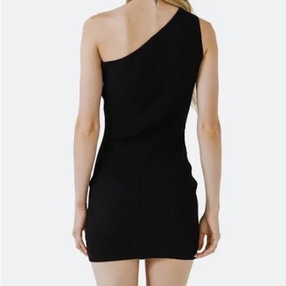 Black One Shouldered Bodycon Mini Dress - Picture 6 of 11